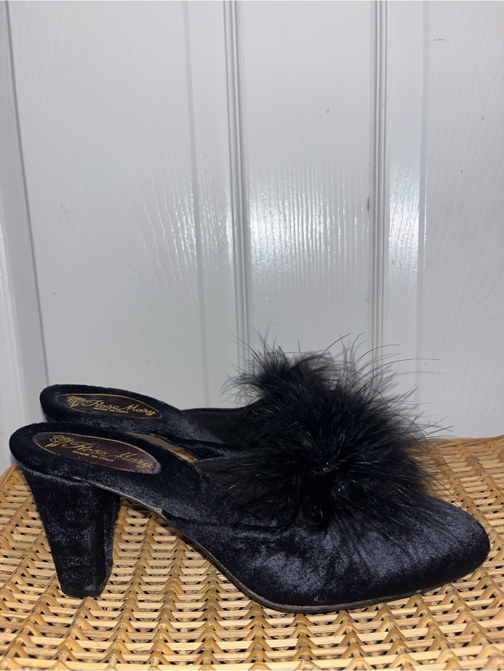 ROSE MARY VTG Boudoir slipper heeled mules Made in Italy